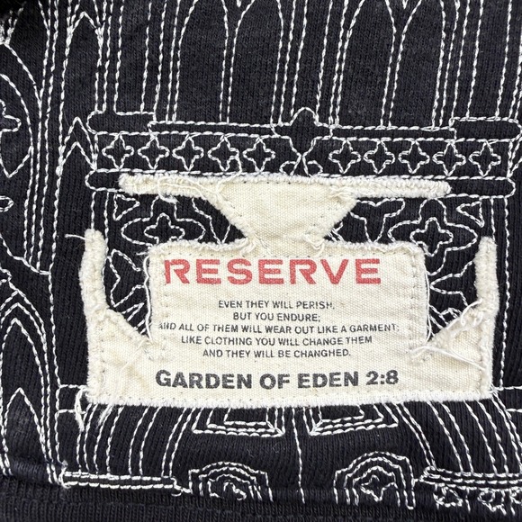 RESERVE Hoodie Mens Medium Sacred Sabbath Graphic Oversized Black Religious Art - Picture 10 of 15